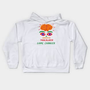 New Game Changer Design on White Background Kids Hoodie